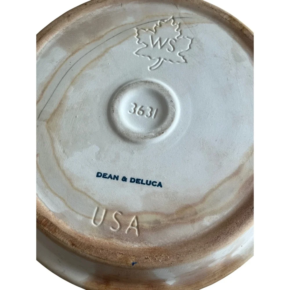 Dean & Deluca Cobalt Blue Ceramic Pie Dish 10 inch USA Stoneware 3631 WS